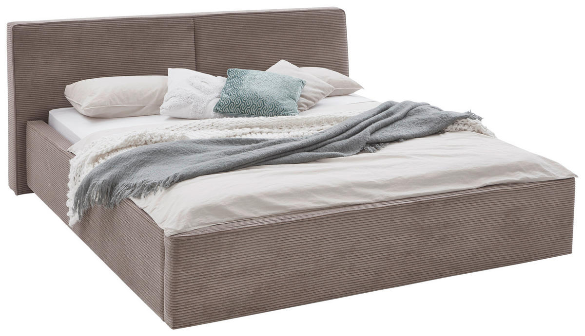 POLSTERBETT 180/200 cm  in Taupe  - Taupe/Birkefarben, Design, Holz/Textil (180/200cm) - Boxxx
