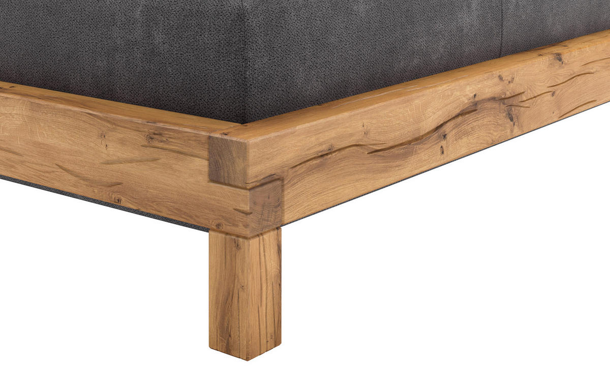 BOXSPRINGBETT 160/200 cm  in Dunkelgrau  - Dunkelgrau/Buchefarben, Natur, Holz/Textil (160/200cm) - Livetastic