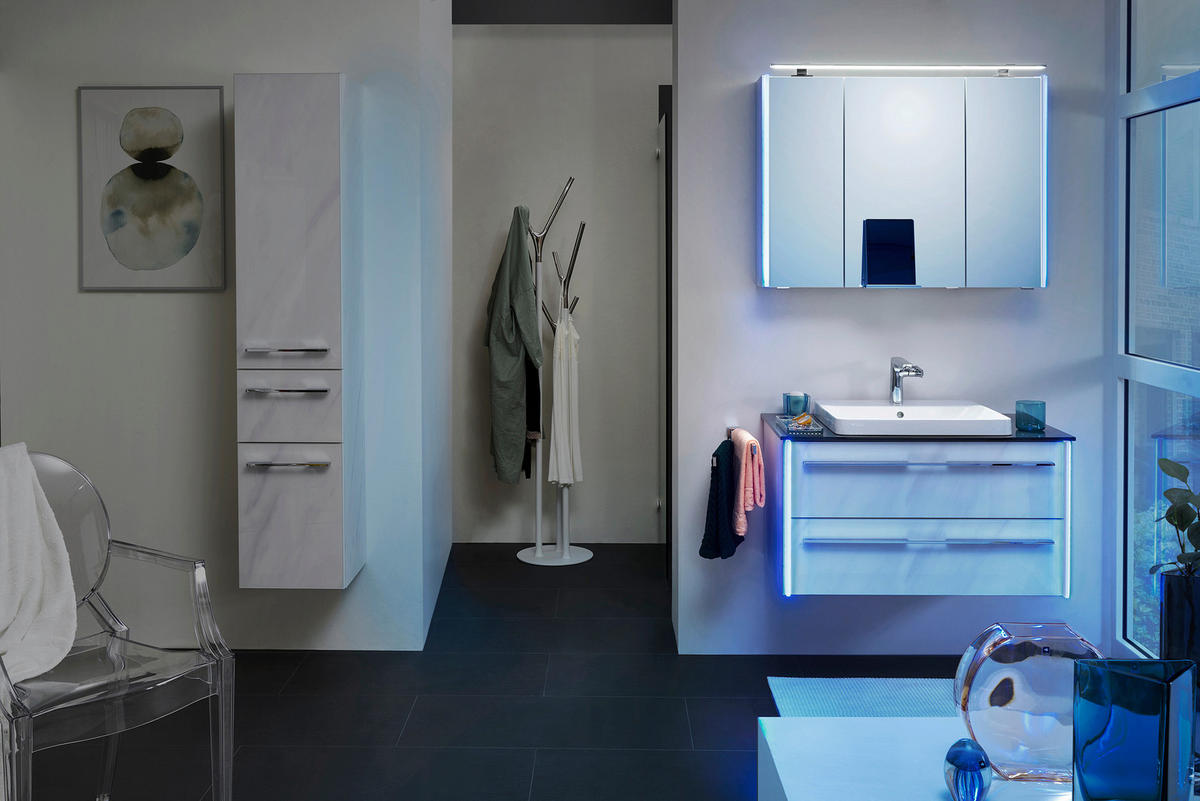 TVÄTTSTÄLL MED KOMMOD 93,5 cm  - vit, Design, trämaterial/glas (93,5cm) - Leonardo Living