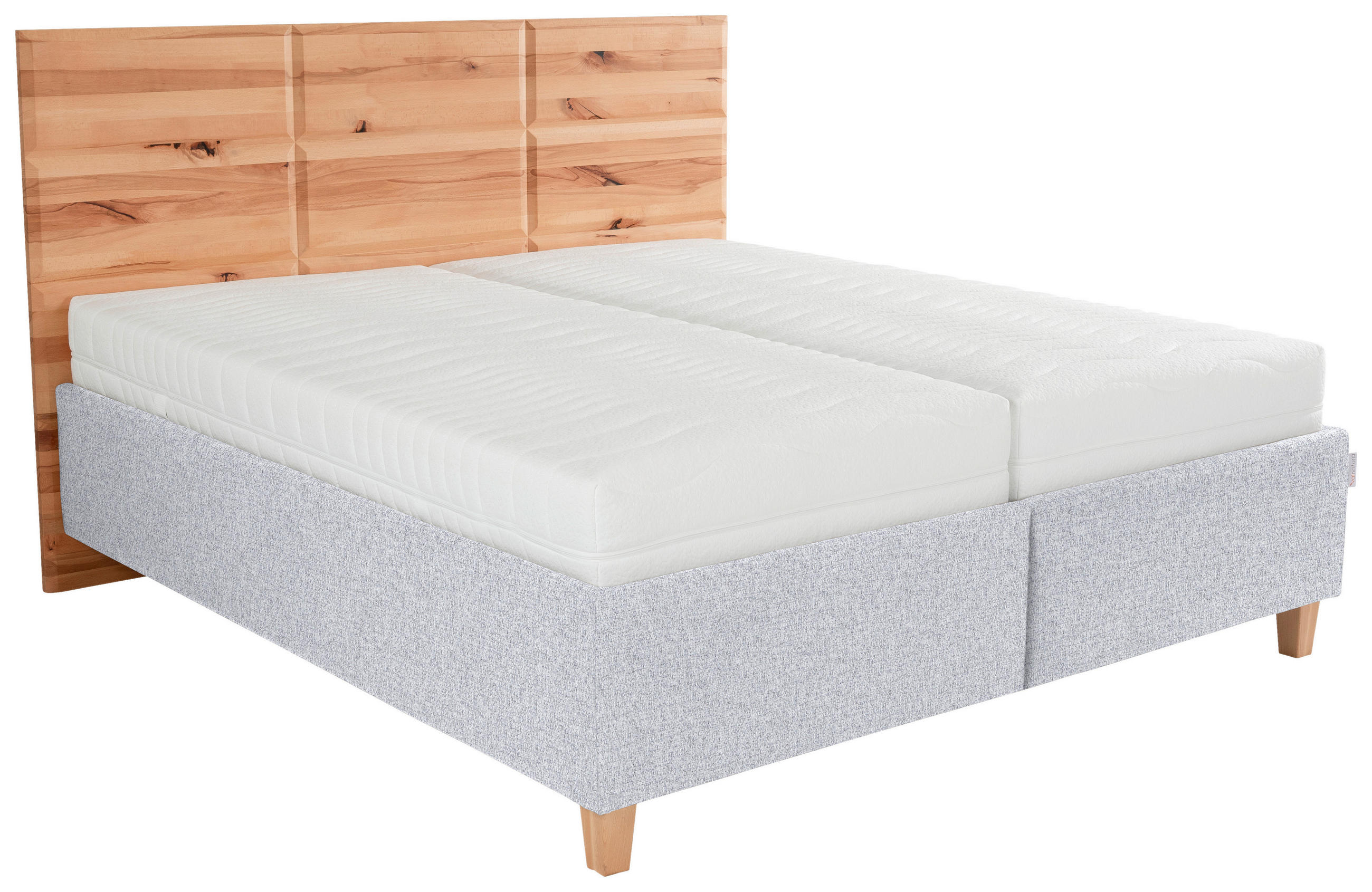POLSTERBETT 200/200 cm  in Silberfarben, Buchefarben  - Weiss/Buchefarben, Design, Holz/Textil (200/200cm) - Valnatura