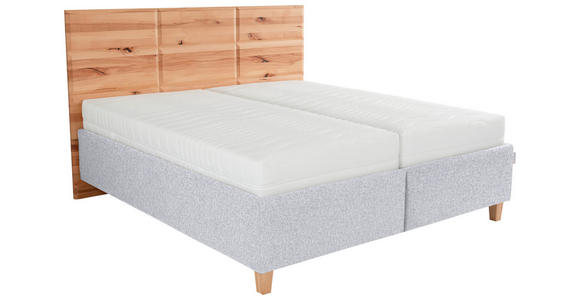 POLSTERBETT Matratze, Lattenrost, Bettkasten Silberfarben, Buchefarben 180/200 cm - Buchefarben/Silberfarben, Design, Holz/Textil (180/200cm) - Valnatura
