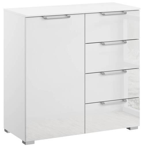 SIDEBOARD 80/81/42 cm  in Klar, Weiß  - Klar/Silberfarben, Design, Glas/Holzwerkstoff (80/81/42cm) - Novel