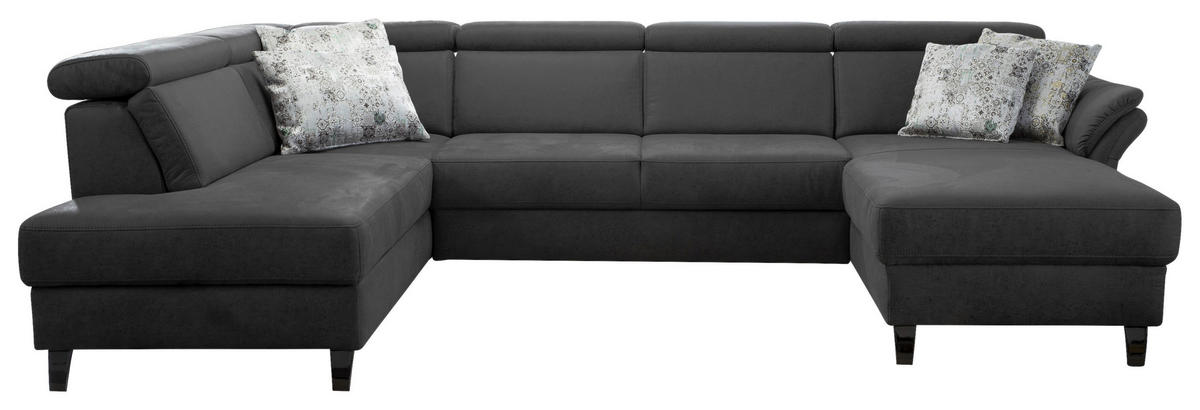 WOHNLANDSCHAFT in Mikrofaser Grau, Schwarz  - Schwarz/Grau, Konventionell, Textil/Metall (193/317/165cm) - Sit & More