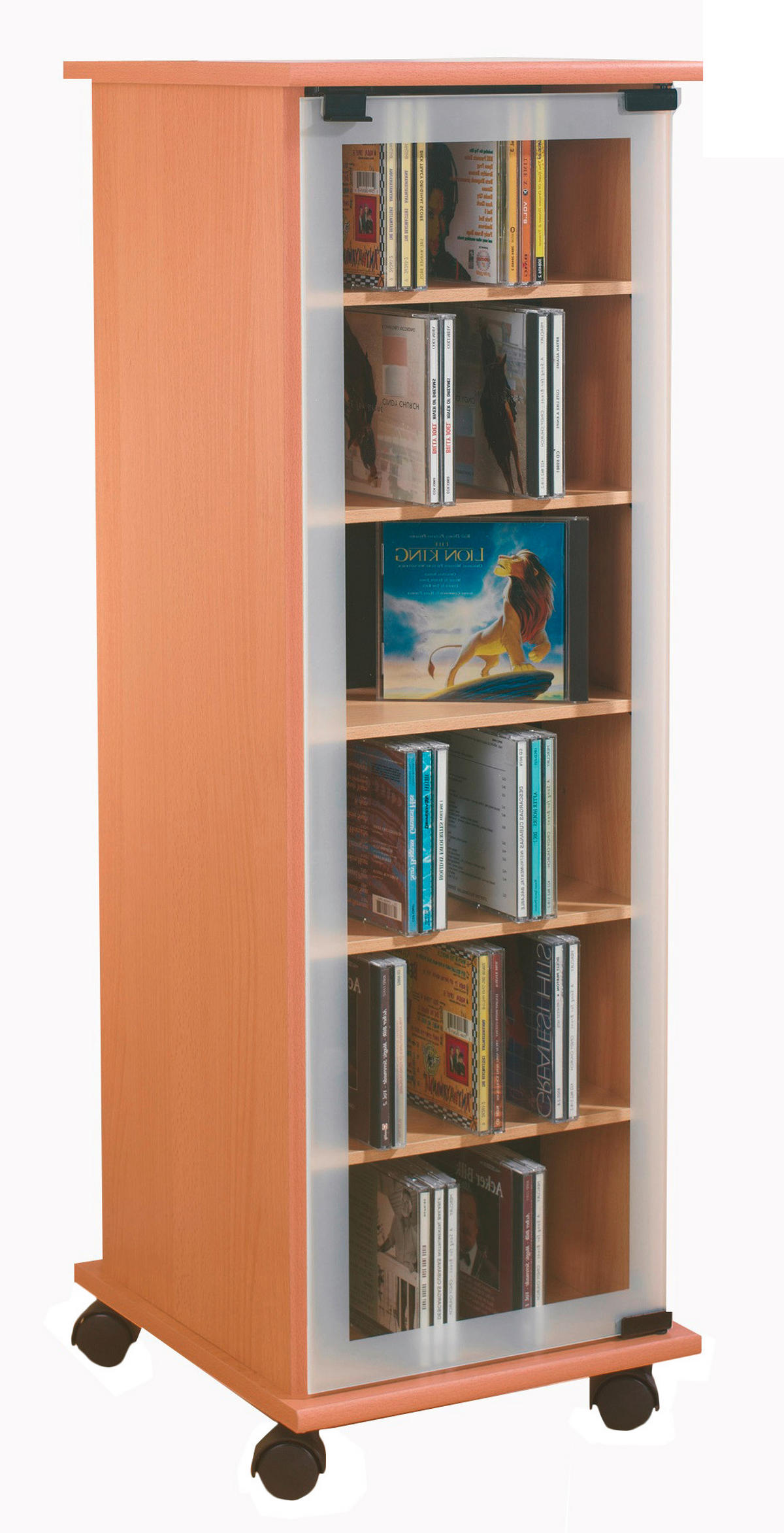 CD-Regal in Buchefarbe - Buchefarben, Konventionell, Glas/Holzwerkstoff (31/97,5/35cm) - MID.YOU
