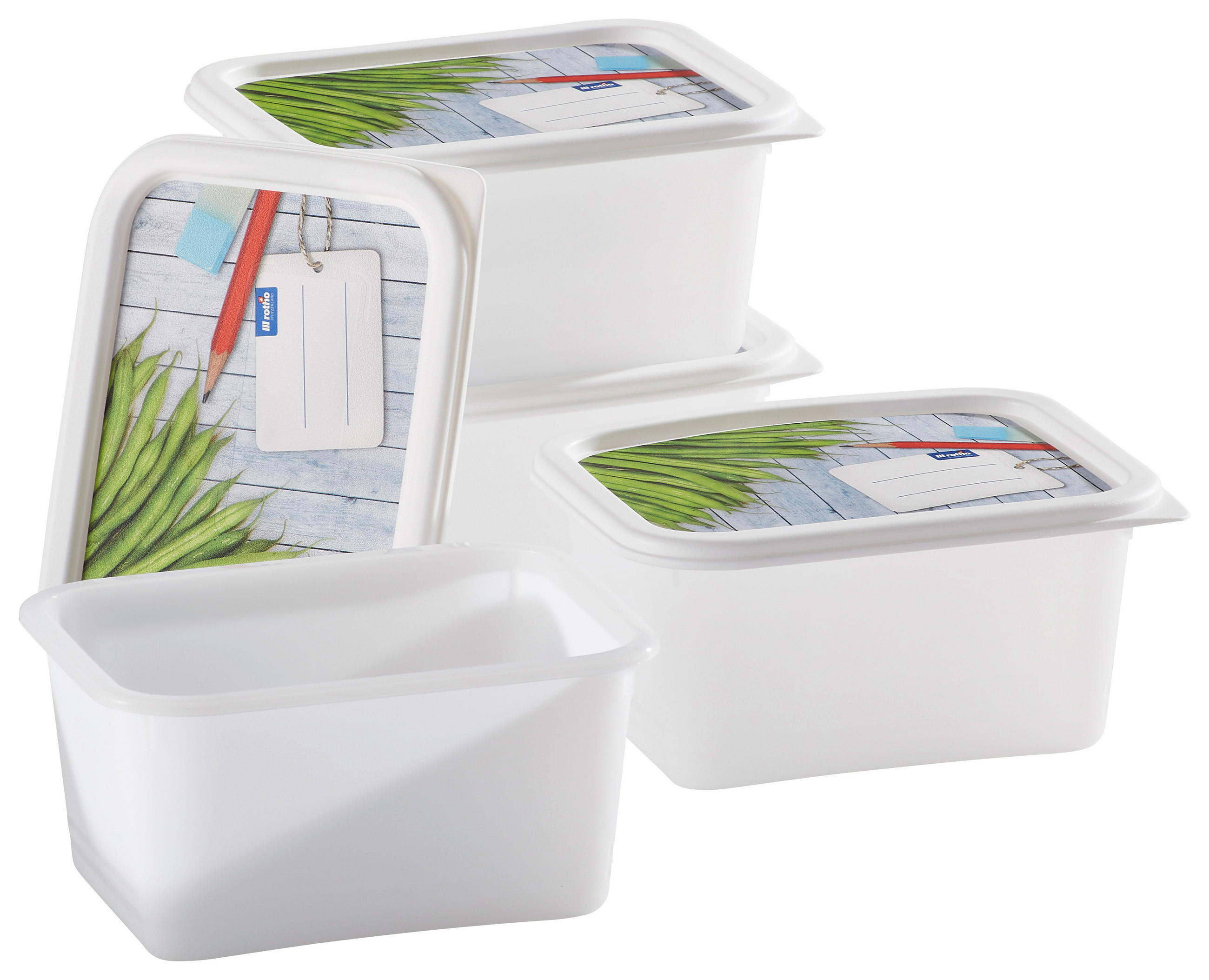 Gefrierdose 4-TLG 4-teilig  - Weiss, Basics, Kunststoff (15,7/11,8/13,2cm) - Rotho