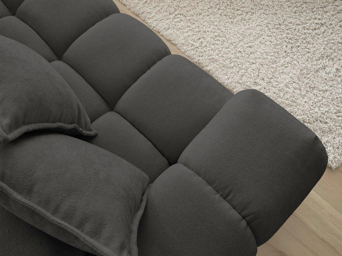 ECKSOFA Ottomane rechts  EVEREST Schwarz Struktur  - Schwarz, MODERN, Kunststoff/Textil (352/210cm) - Livetastic