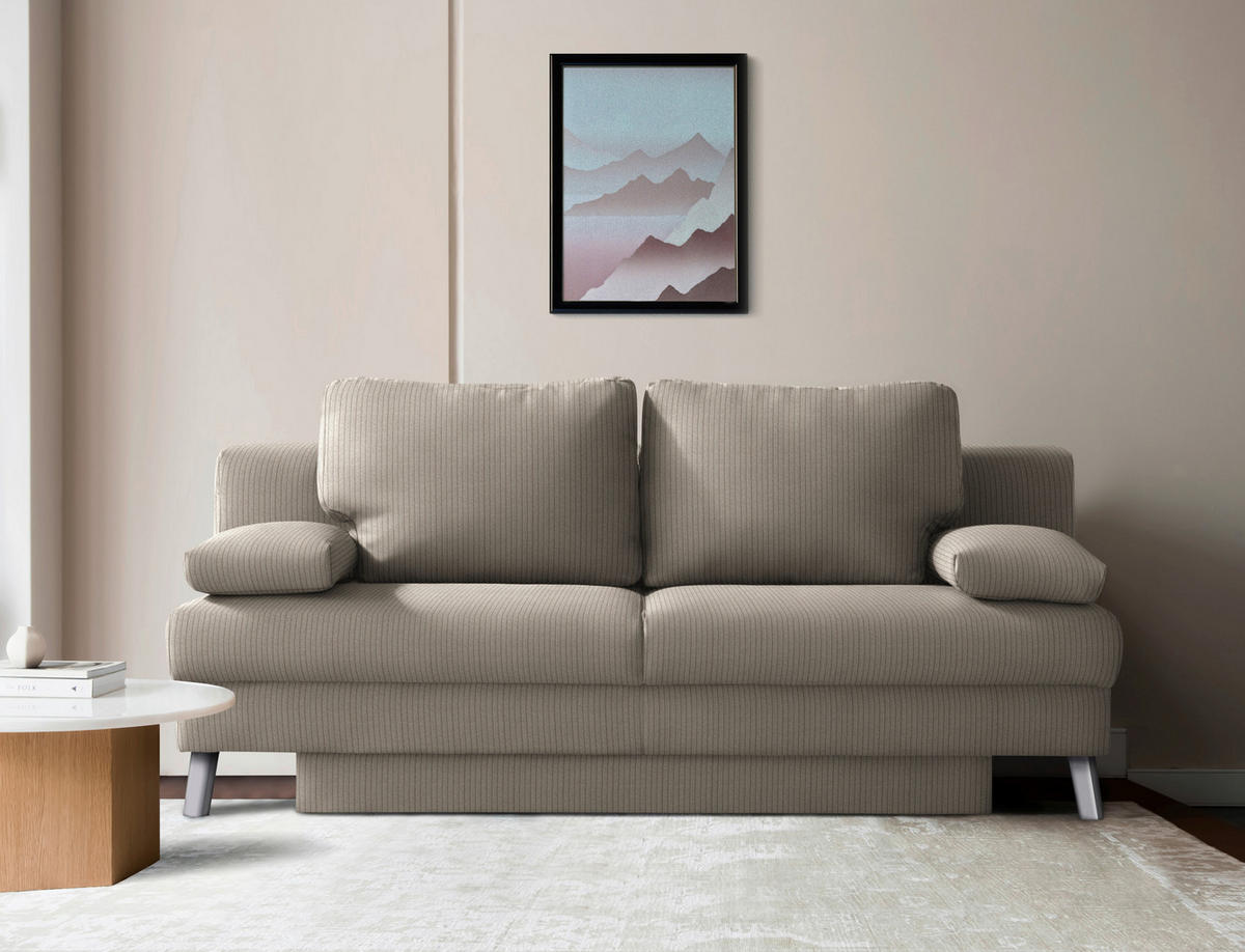 SCHLAFSOFA Cord Hellbraun  - Chromfarben/Hellbraun, Modern, Textil/Metall (194/91/90cm) - Novel