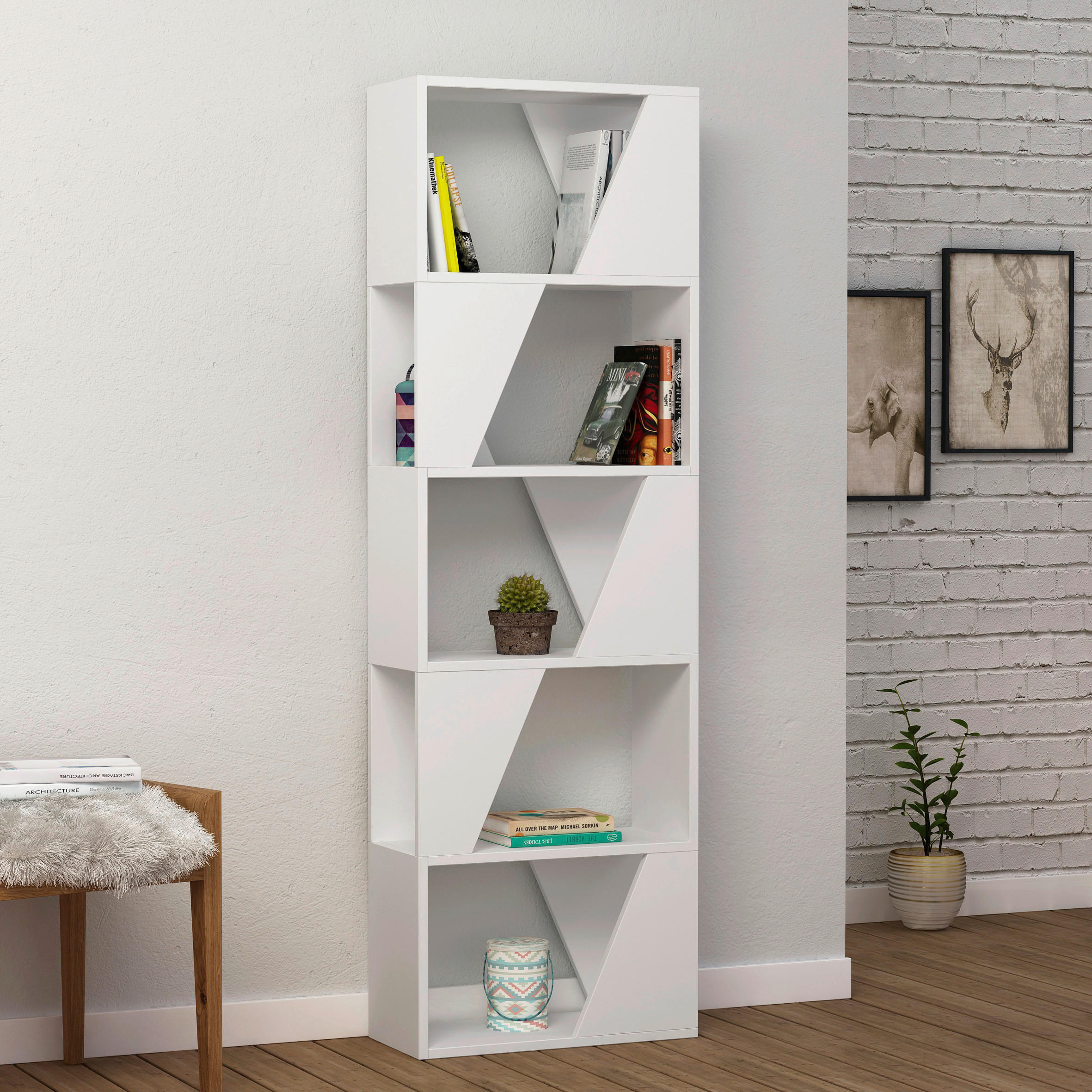 REGAL  54/168/24 cm Weiss  - Weiss, Design, Holzwerkstoff (54/168/24cm) - Livetastic