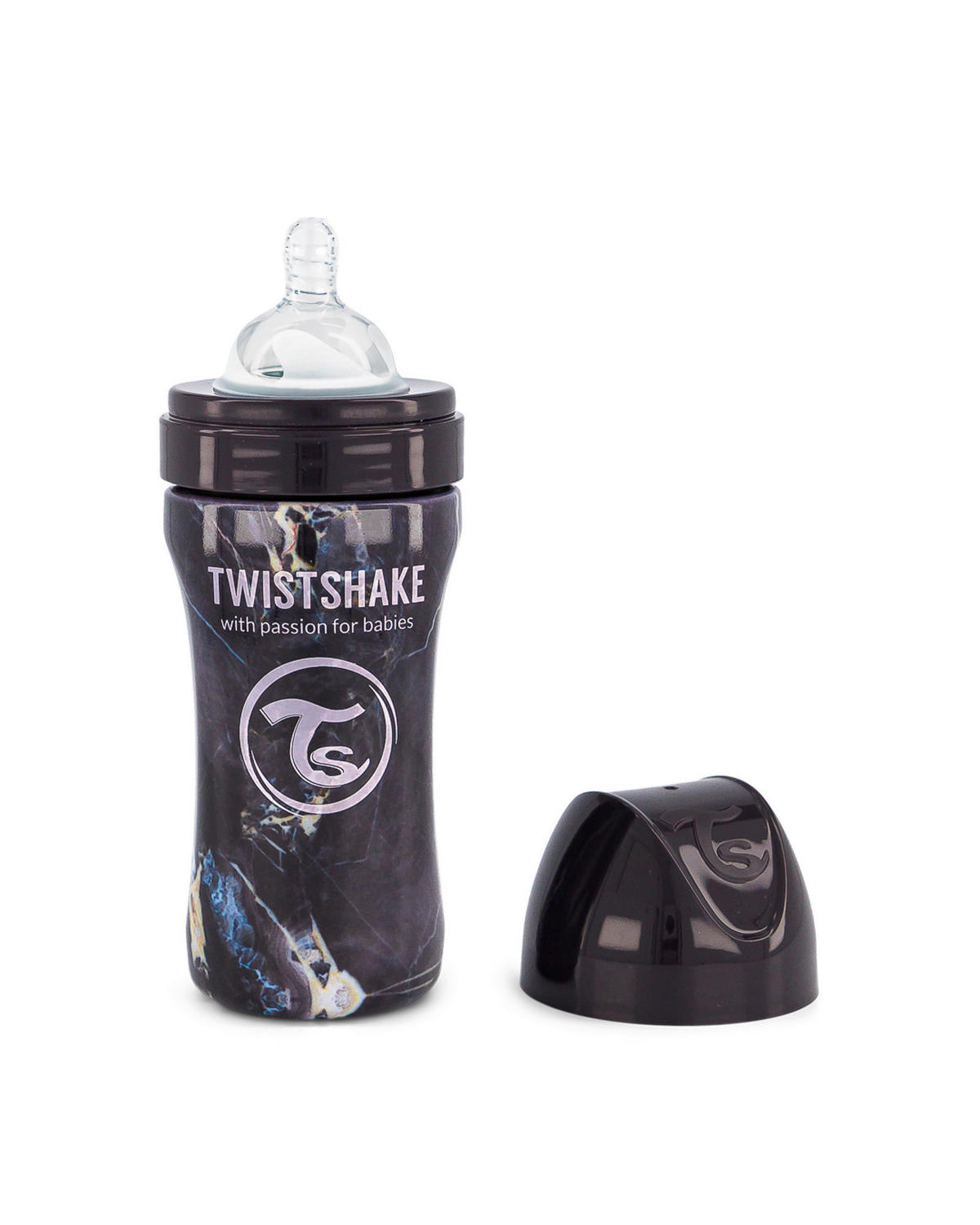 BABYFLASCHE 330 ml  - Schwarz, Trend, Kunststoff/Metall (7.6/7.6/19.2cm) - Twistshake