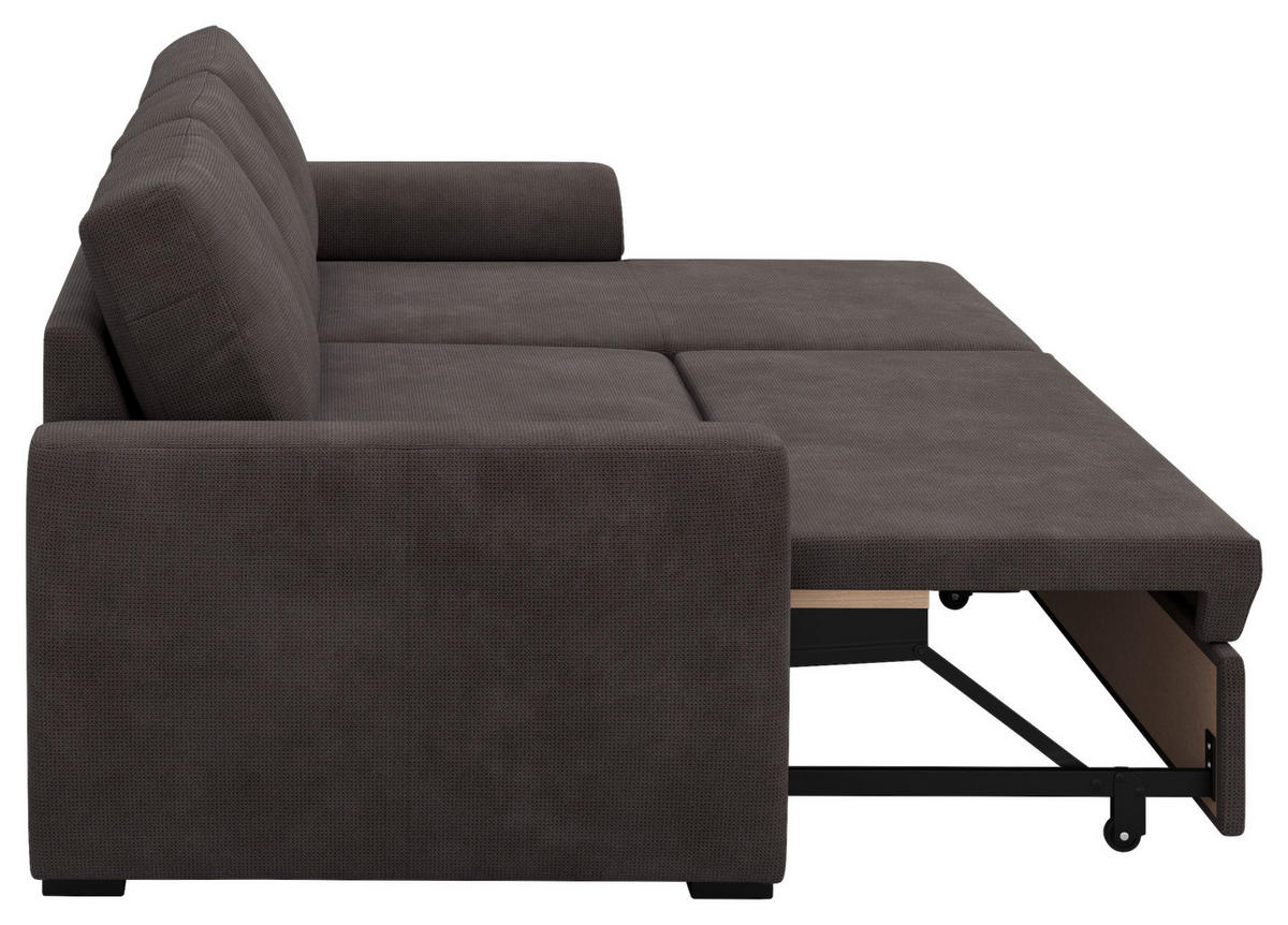 ECKSOFA Braun Mikrofaser Zierkissen, Bettkasten  - Schwarz/Braun, Trend, Kunststoff/Textil (253/154cm) - MID.YOU