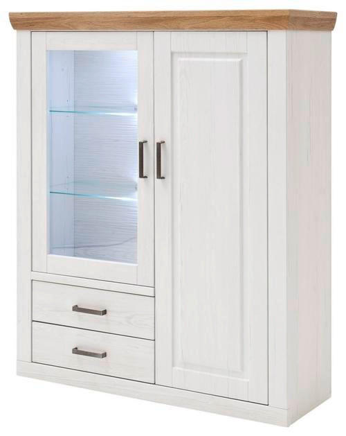 HIGHBOARD  in 118/142/40 cm  - Eichefarben/Schwarz, LIFESTYLE, Glas/Holzwerkstoff (118/142/40cm) - Livetastic