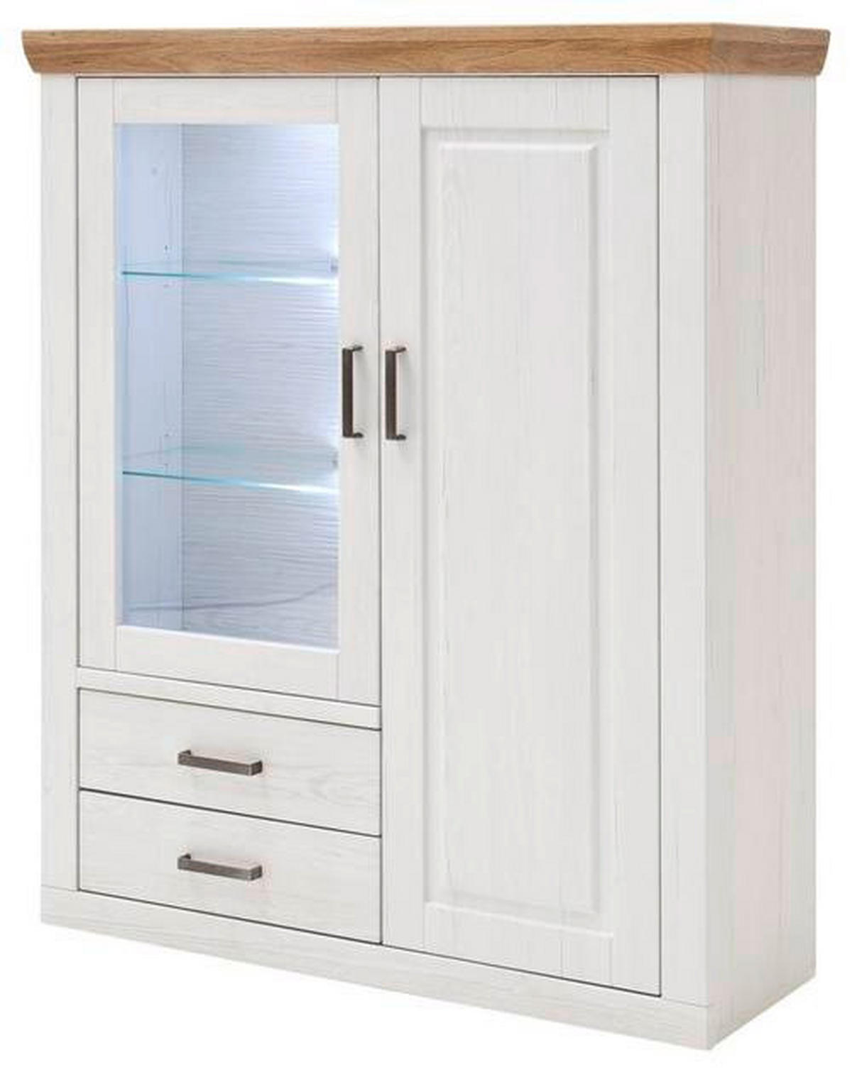 HIGHBOARD  in 118/142/40 cm  - Eichefarben/Schwarz, LIFESTYLE, Glas/Holzwerkstoff (118/142/40cm) - Landscape