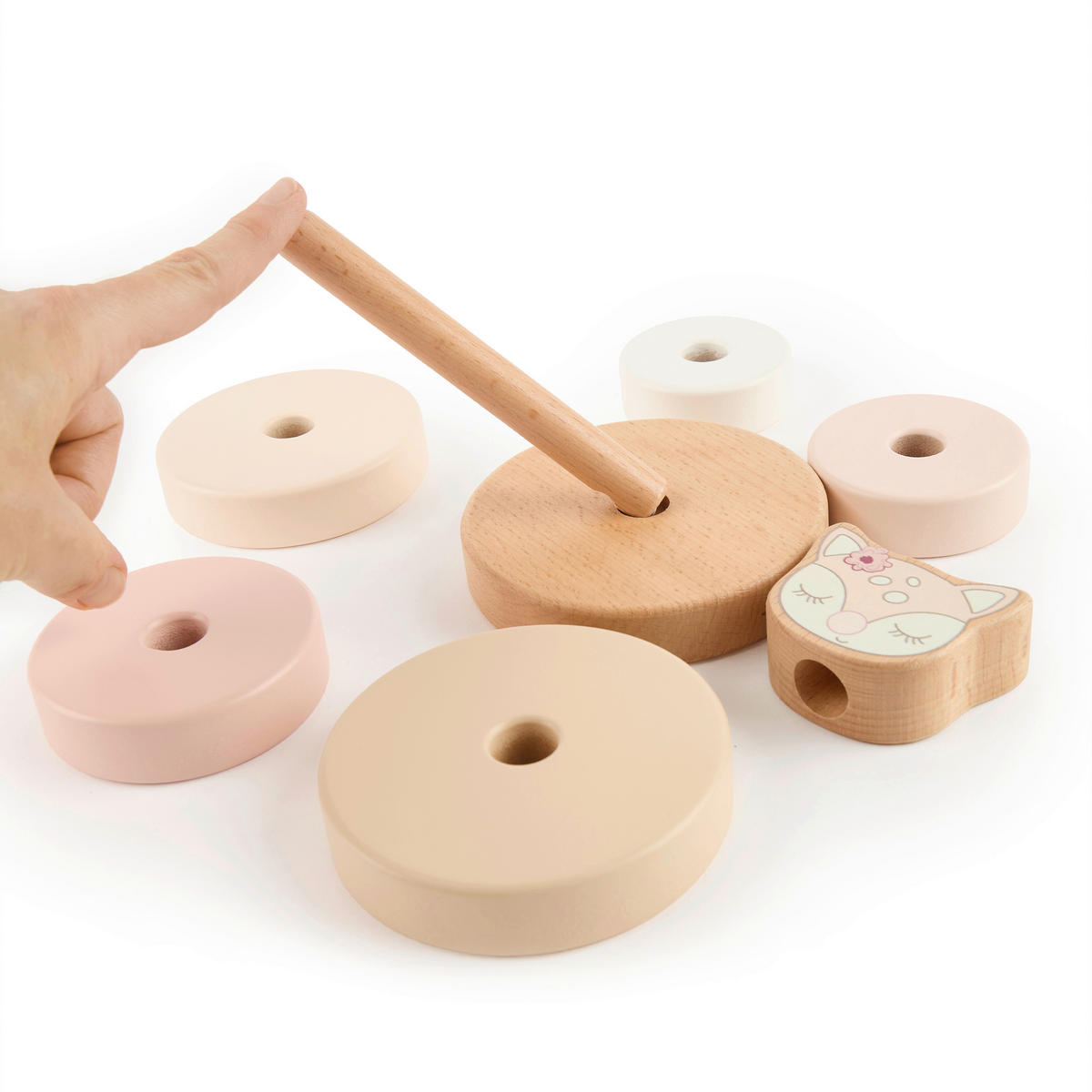 STAPELTURM Stapelturm Reh Ella  - Beige/Rosa, Basics, Holz (10/18,5/10cm)