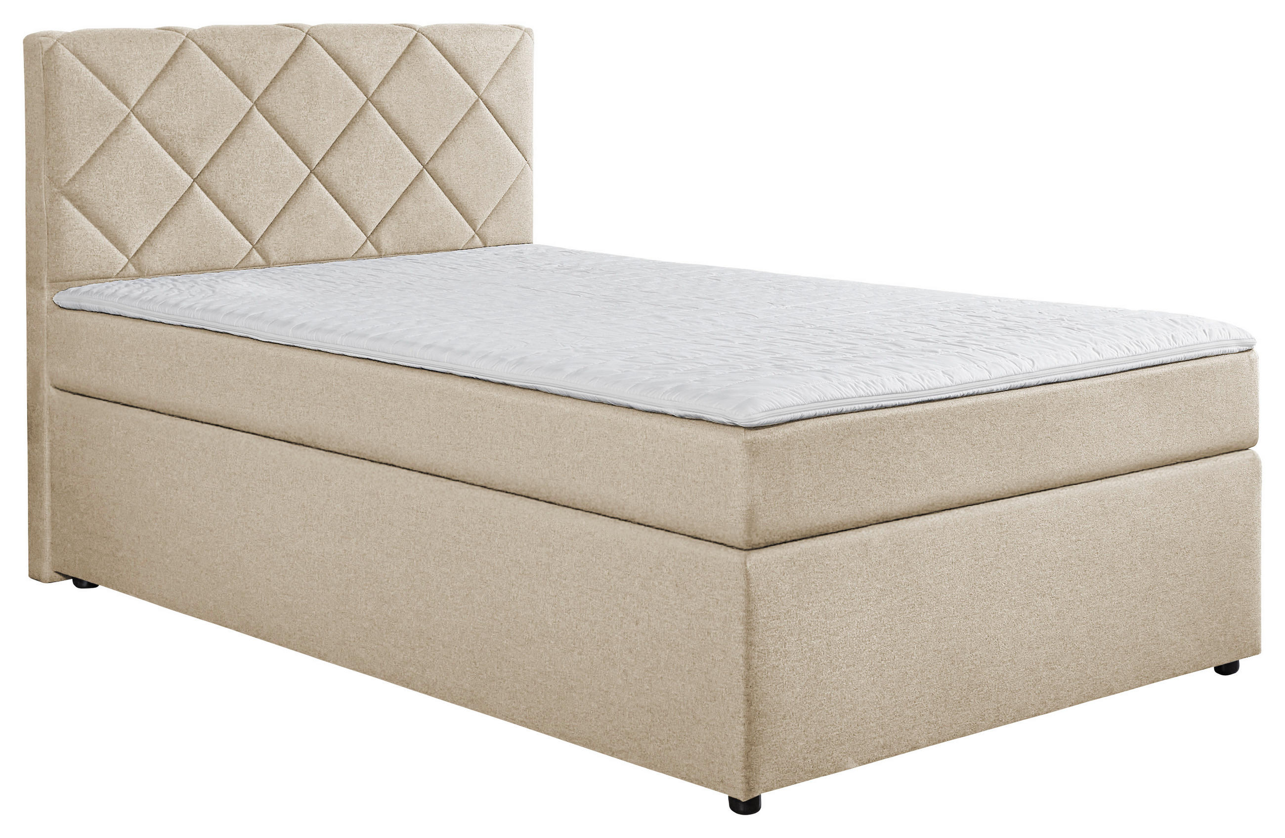 BOXSPRINGBETT 120/200 cm  in Creme  - Creme/Schwarz, KONVENTIONELL, Kunststoff/Textil (120/200cm) - Boxxx
