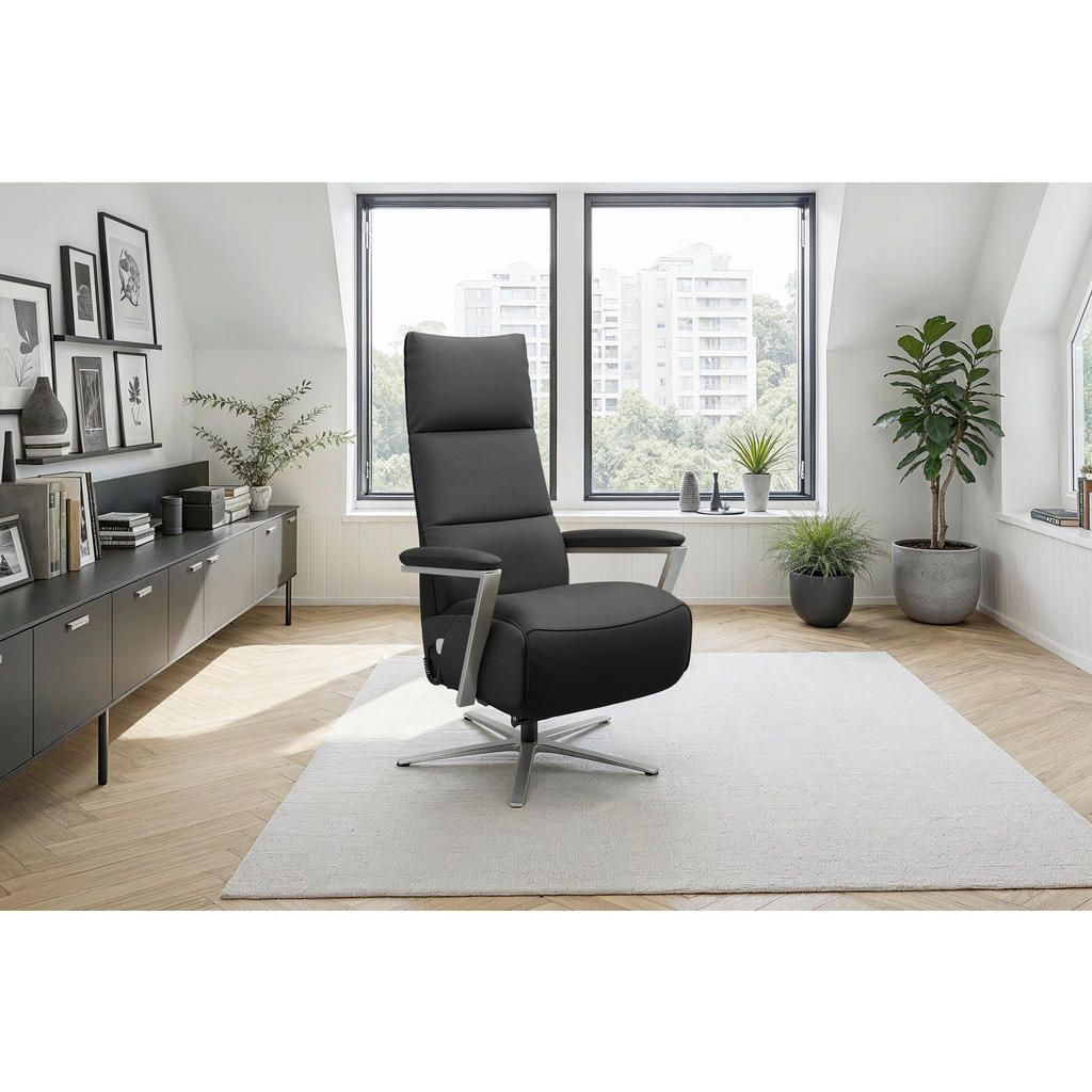 Sit & More RELAXAČNÉ KRESLO, koža, čierna