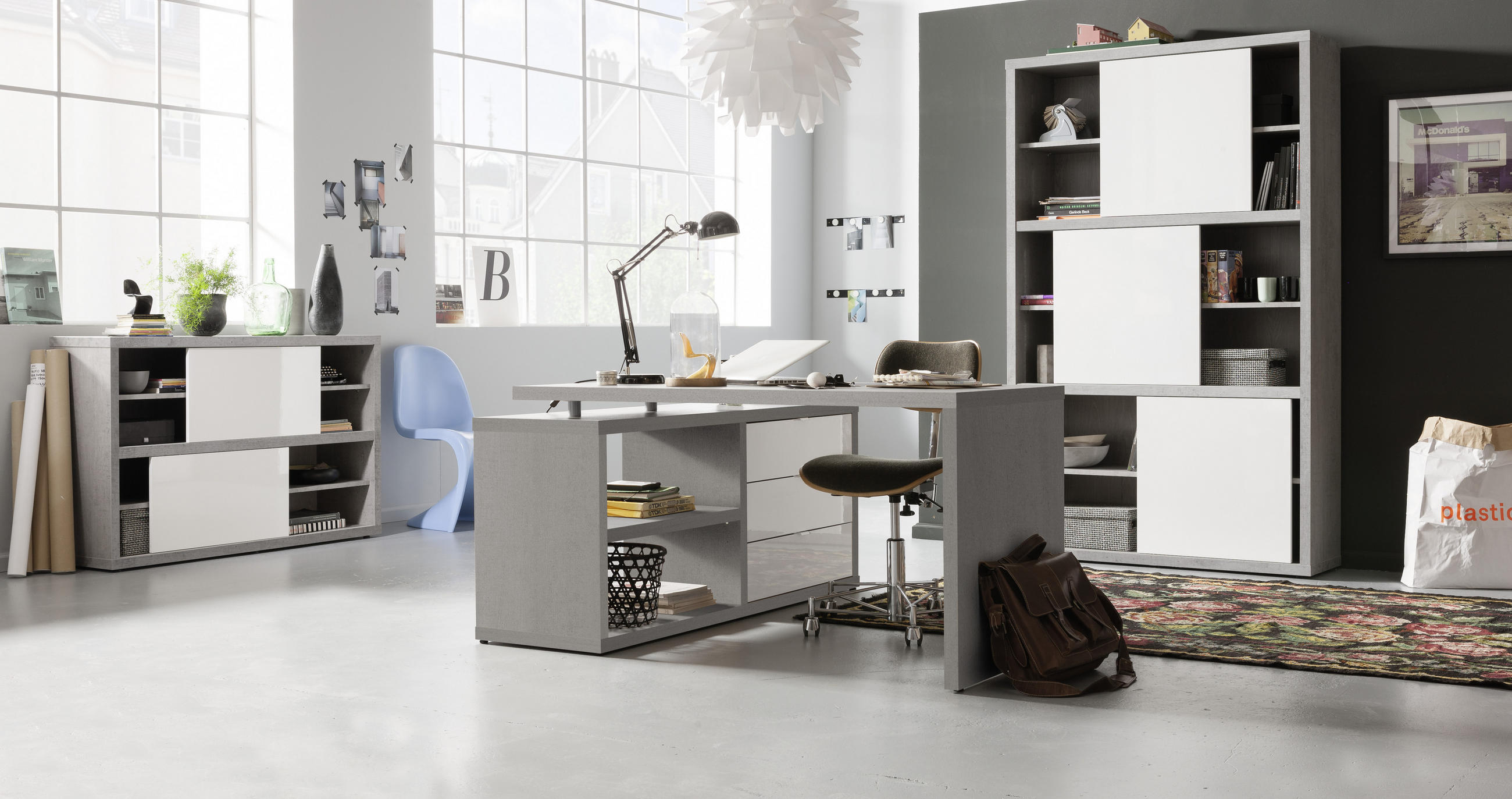 PISAĆI STOL siva drvni materijal - siva, Design, drvni materijal (180/74/69cm) - Carryhome