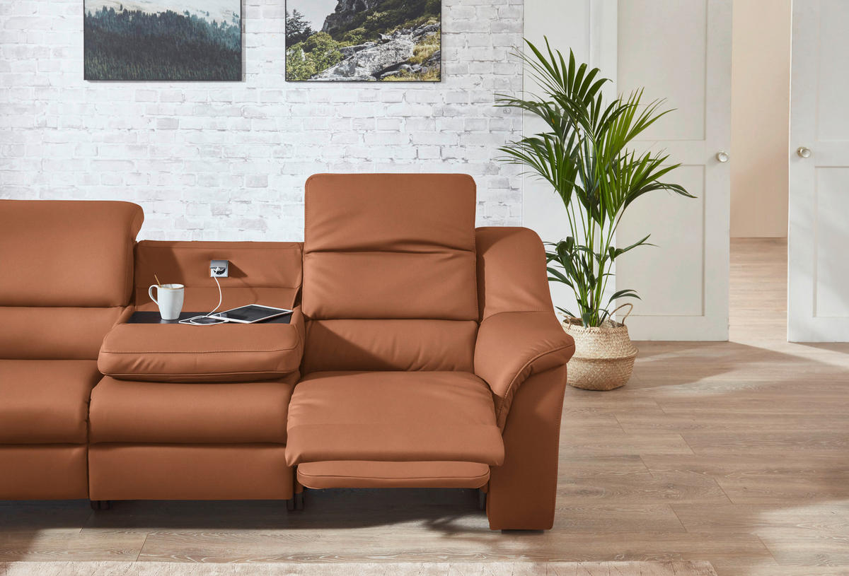 ECKSOFA  in Echtleder Aprikose  260/324 cm  - Aprikose/Schwarz, KONVENTIONELL, Leder/Kunststoff (260/324cm) - Cantus