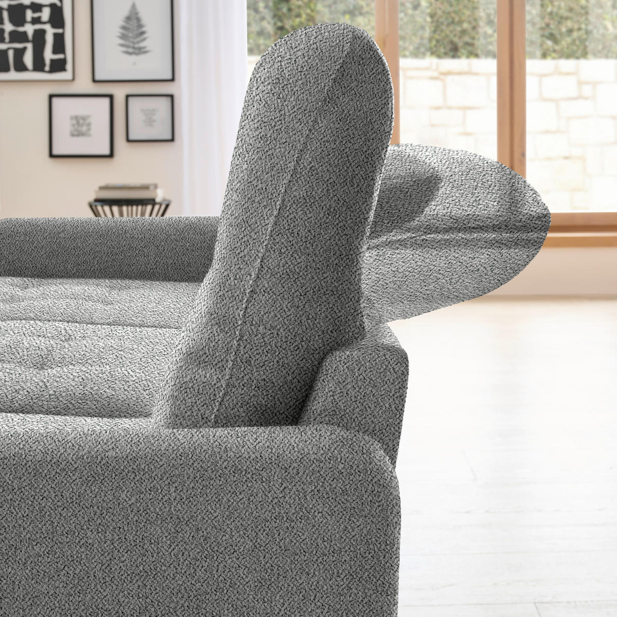 ECKSOFA Grau Flachgewebe  - Schwarz/Grau, KONVENTIONELL, Textil/Metall (190/254cm) - Livetastic