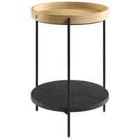 BEISTELLTISCH 43/43/59 cm Eiche, Wildeiche furniert Anthrazit, Schwarz, Eichefarben rund  - Eichefarben/Anthrazit, Design, Holz/Metall (43/43/59cm) - Musterring