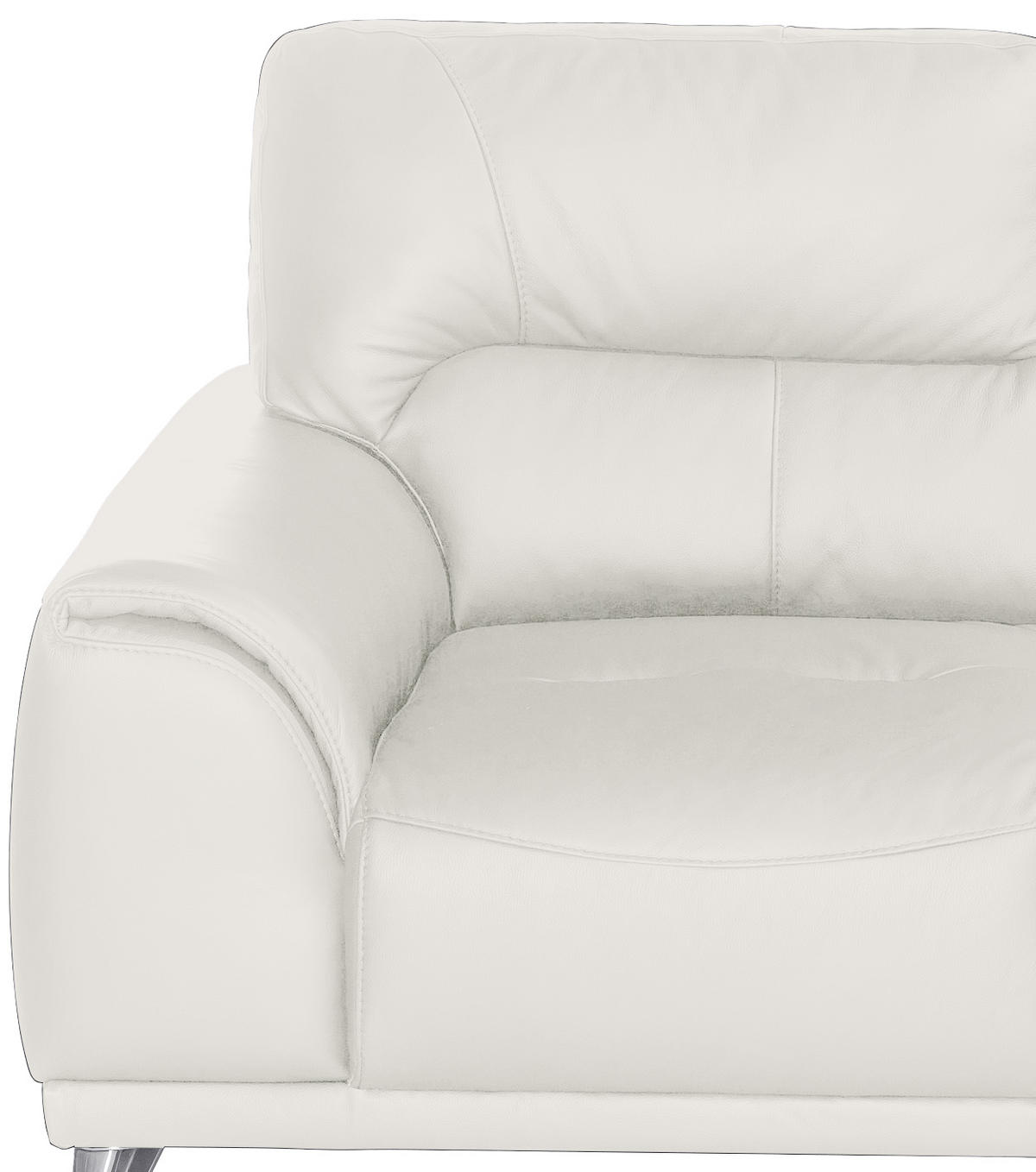 2-SITZER-SOFA in Lederlook Weiss  - Chromfarben/Weiss, Modern, Textil/Metall (166/92/96cm) - MID.YOU