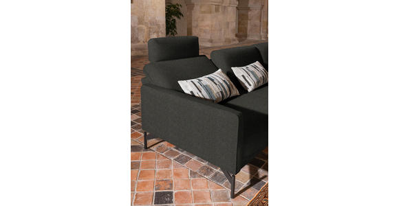 ECKSOFA in Flachgewebe, Struktur Anthrazit  - Anthrazit, Design, Textil/Metall (254/230cm) - Ambiente