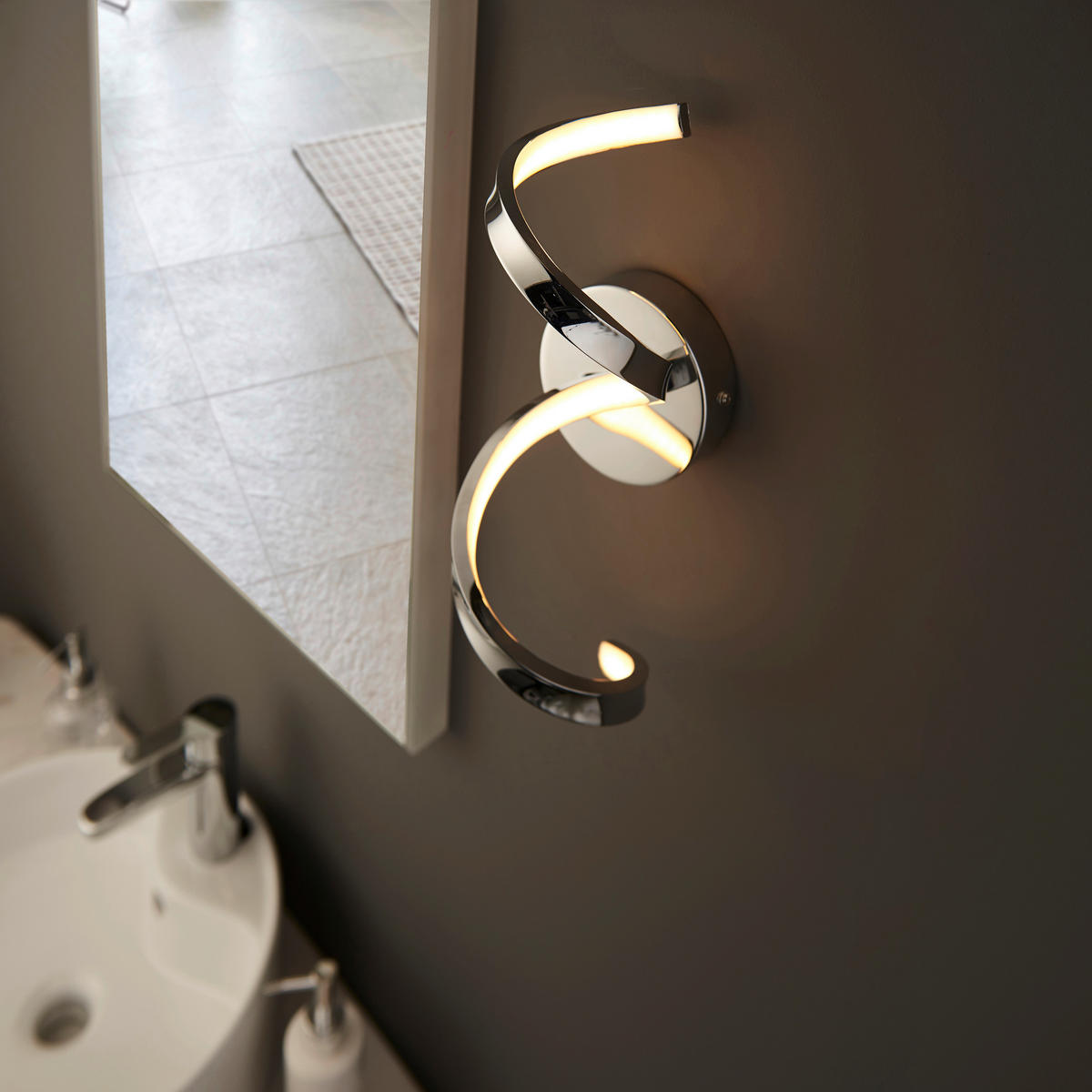 BADEZIMMER-WANDLEUCHTE Astral 13/34/15.5 cm   - Chromfarben/Weiß, Design, Metall (13/34/15.5cm) - ENDON