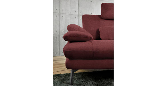 ECKSOFA in Velours Weinrot 284/184 cm - Weinrot/Schwarz, Design, Textil/Metall (284/184cm) - Dieter Knoll
