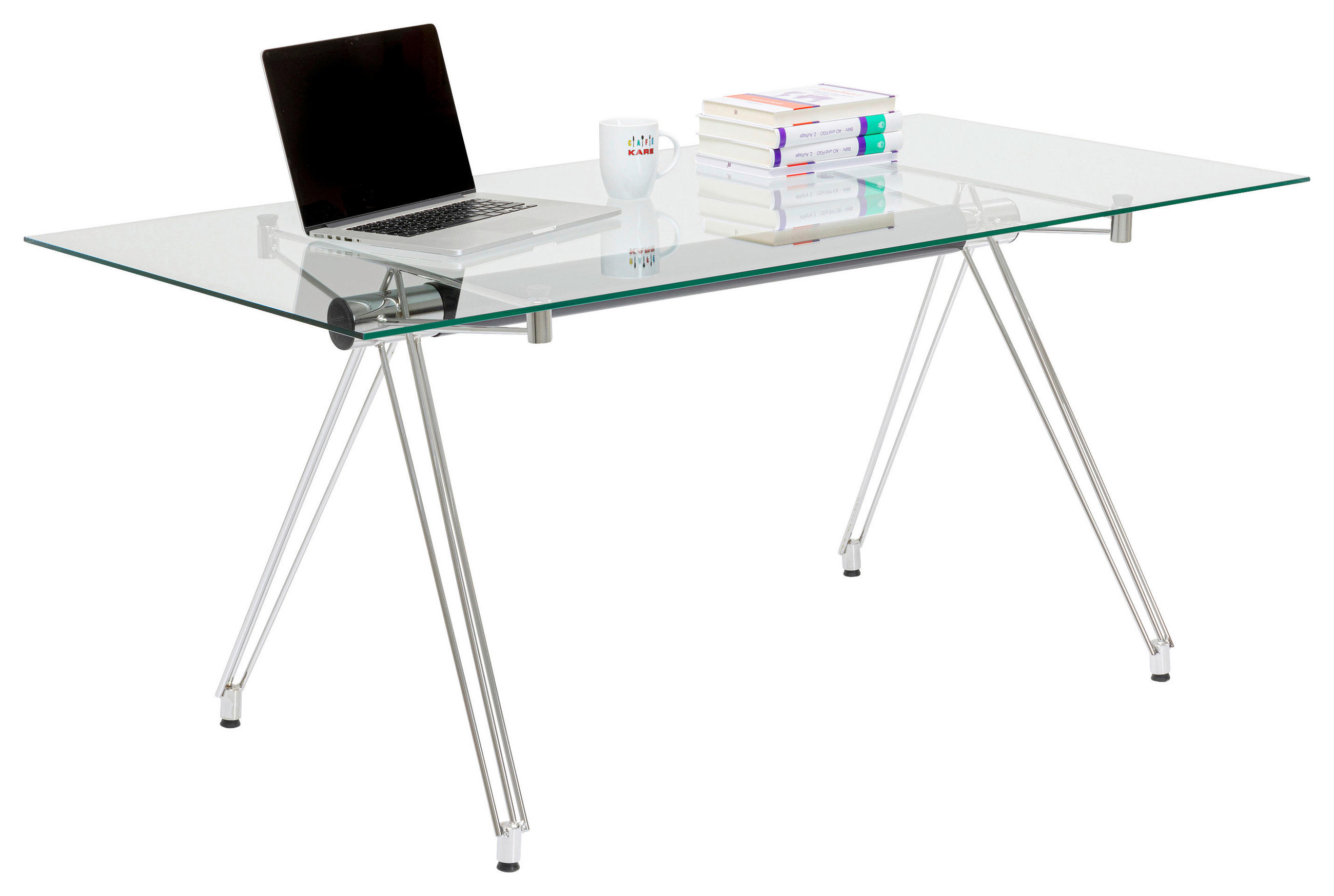 SCHREIBTISCH 160/80/71 cm  in Klar, Chromfarben  - Klar/Chromfarben, MODERN, Glas/Metall (160/80/71cm) - Kare-Design