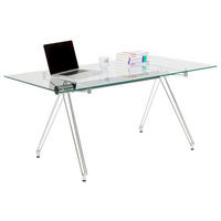 SCHREIBTISCH 160/80/71 cm  in Klar, Chromfarben  - Klar/Chromfarben, MODERN, Glas/Metall (160/80/71cm) - Kare-Design