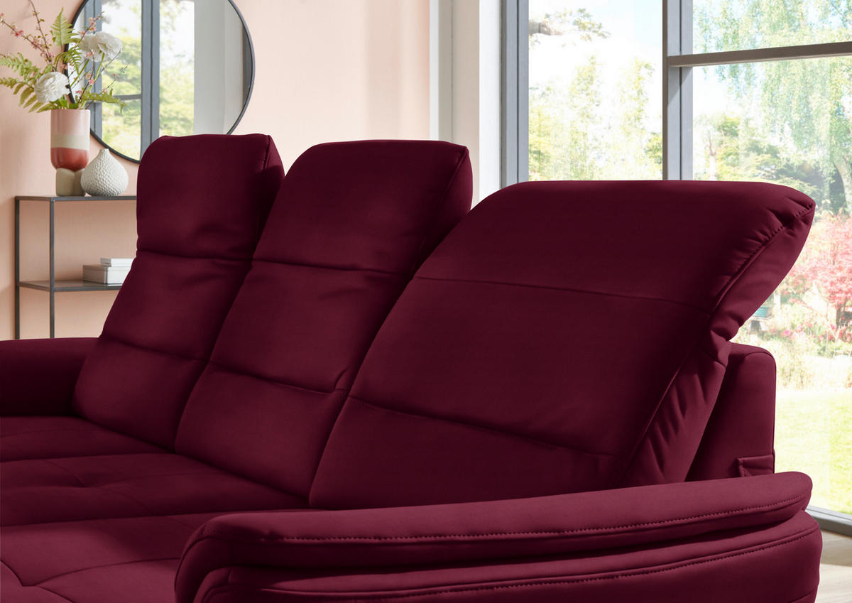 ECKSOFA in Flachgewebe Bordeaux  260/181 cm  - Bordeaux/Schwarz, KONVENTIONELL, Textil/Metall (260/181cm) - Beldomo Speed