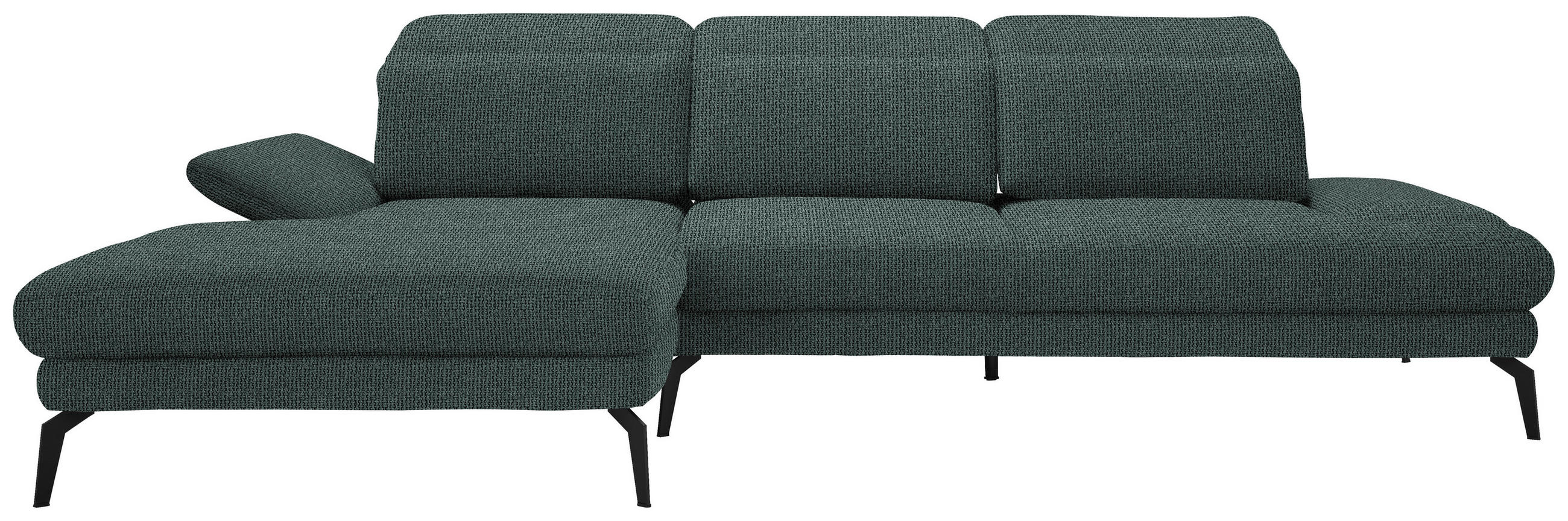 ECKSOFA in Webstoff Grau, Grün  180/289 cm  - Schwarz/Grau, Design, Textil/Metall (180/289cm) - Stylife