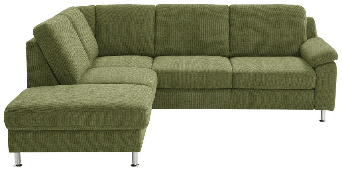 ECKSOFA  in Webstoff Grün  200/241 cm  - Alufarben/Grün, KONVENTIONELL, Textil/Metall (200/241cm) - Beldomo System