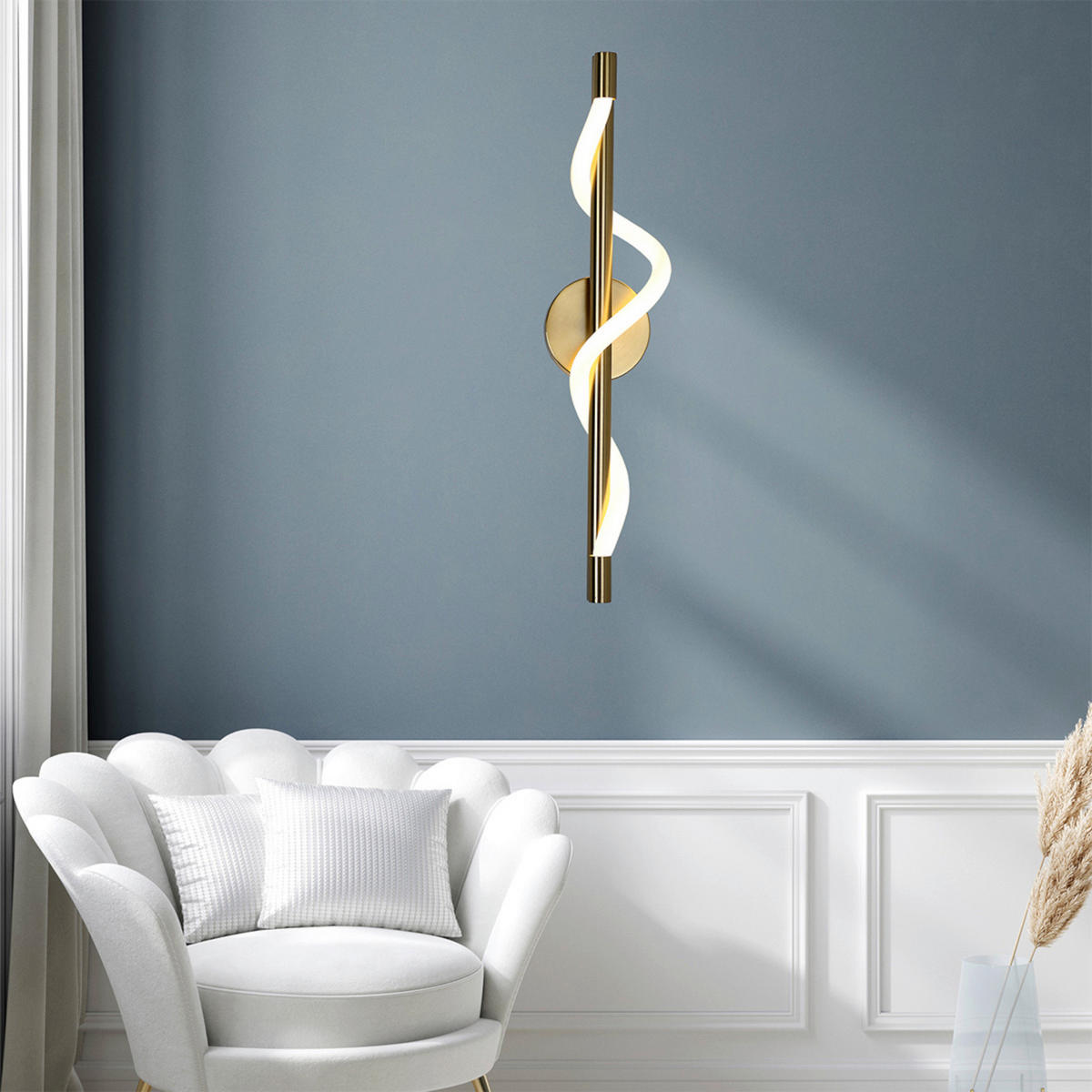 LED-WANDLEUCHTE Meleca  14.5/60/12 cm  - Goldfarben, Design, Metall (14.5/60/12cm)