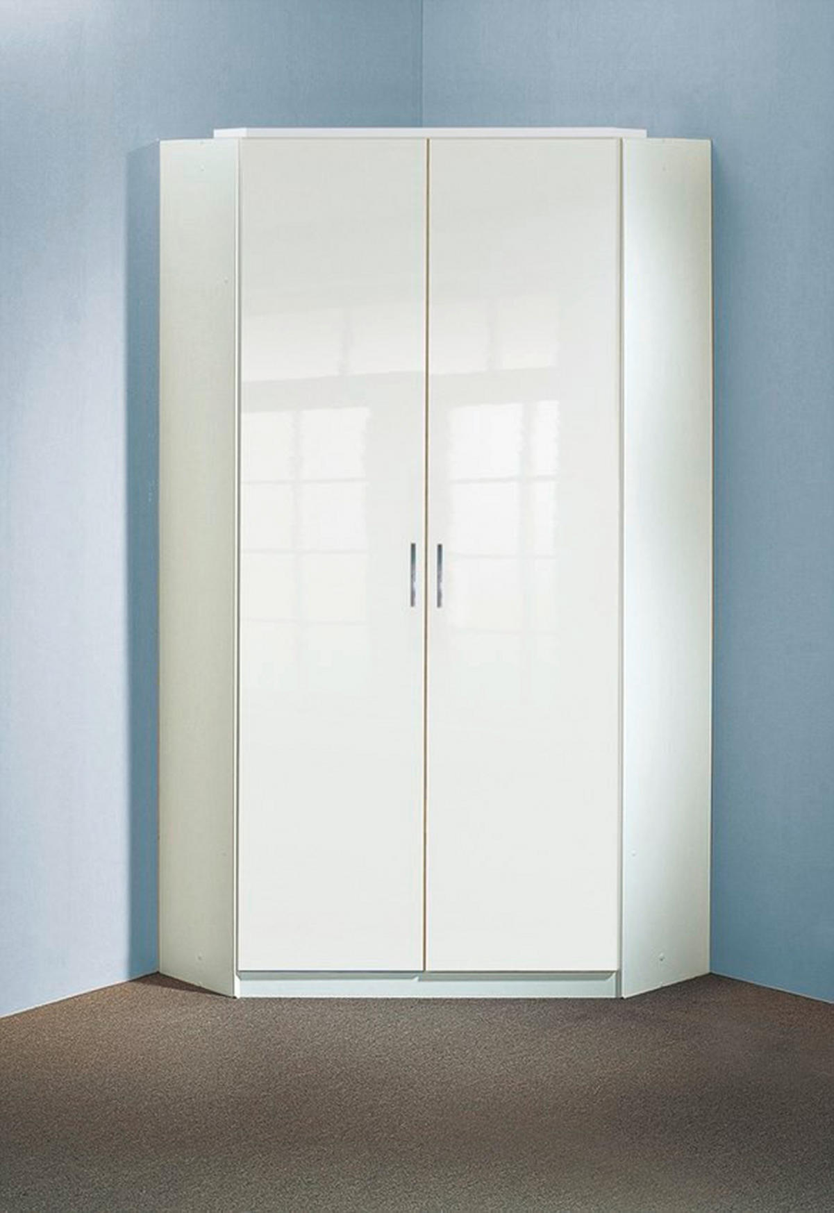 ROHOVÁ SKRIŇA, biela, biela s vysokým leskom, 95/198/95 cm - biela/biela s vysokým leskom, Basics, kompozitné drevo (95/198/95cm) - MID.YOU