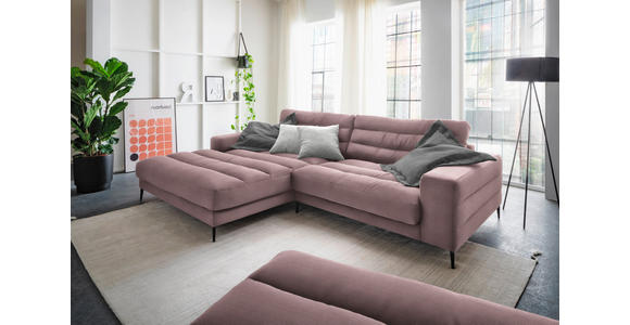 ECKSOFA in Cord Altrosa  - Schwarz/Altrosa, Design, Textil/Metall (207/296cm) - Dieter Knoll