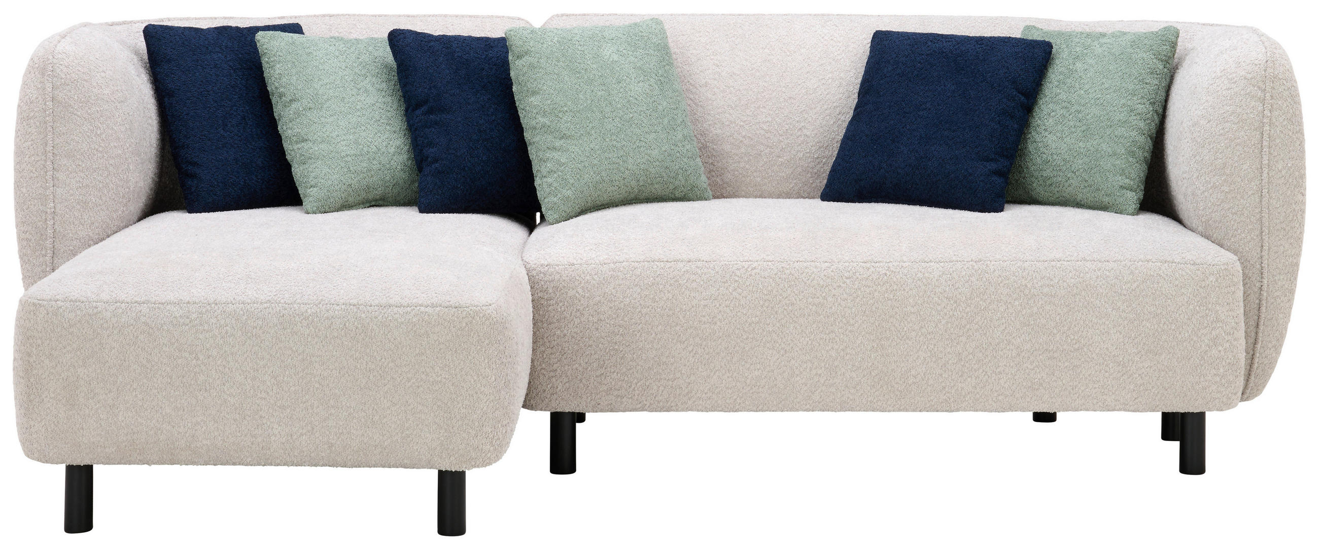 ECKSOFA Chenille Beige  - Beige/Schwarz, Design, Holz/Textil (148/236cm) - Lomoco