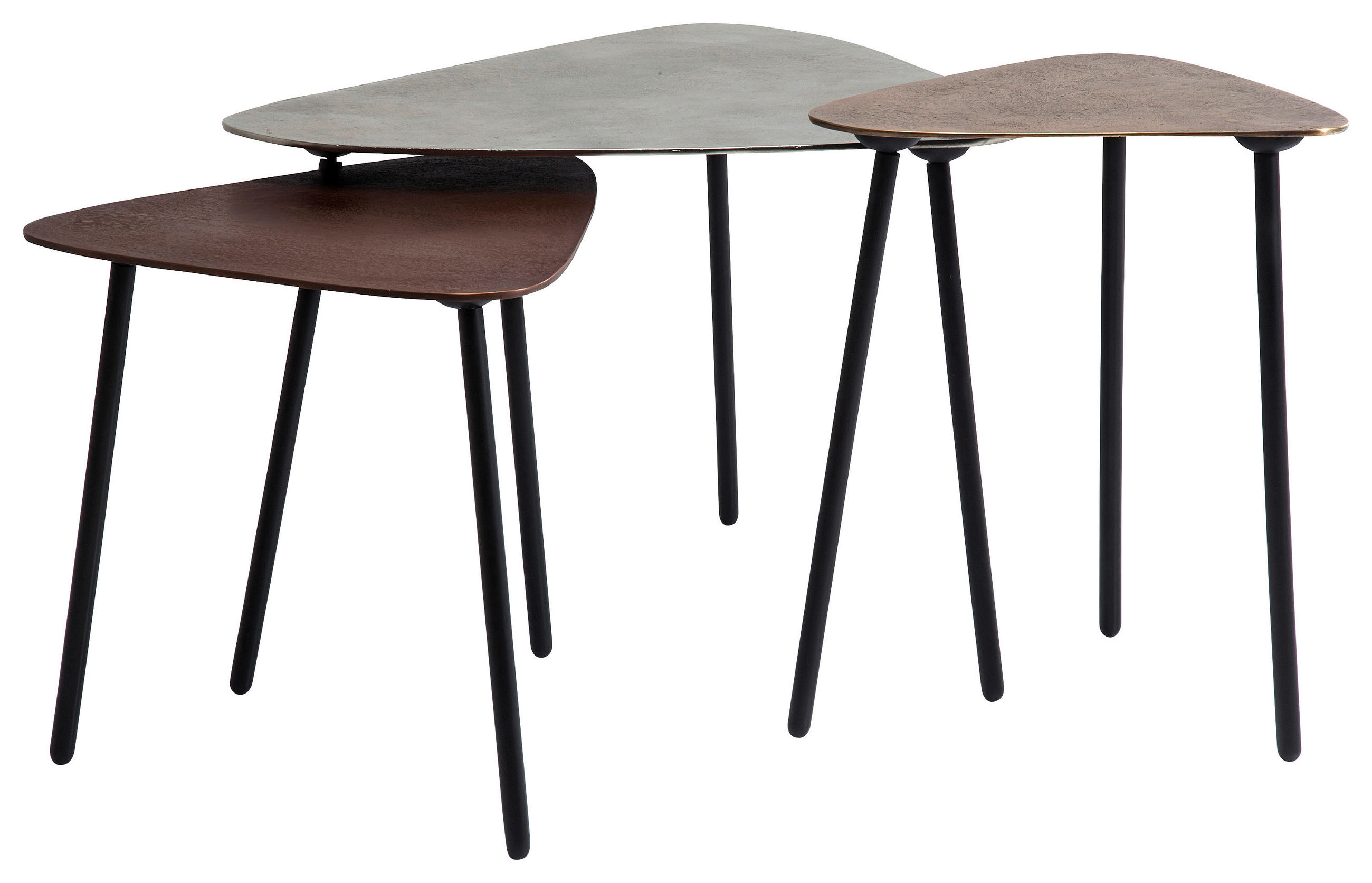BEISTELLTISCHSET in Metall 62/57/50 cm  - Silberfarben/Schwarz, Trend, Metall (62/57/50cm) - Kare-Design