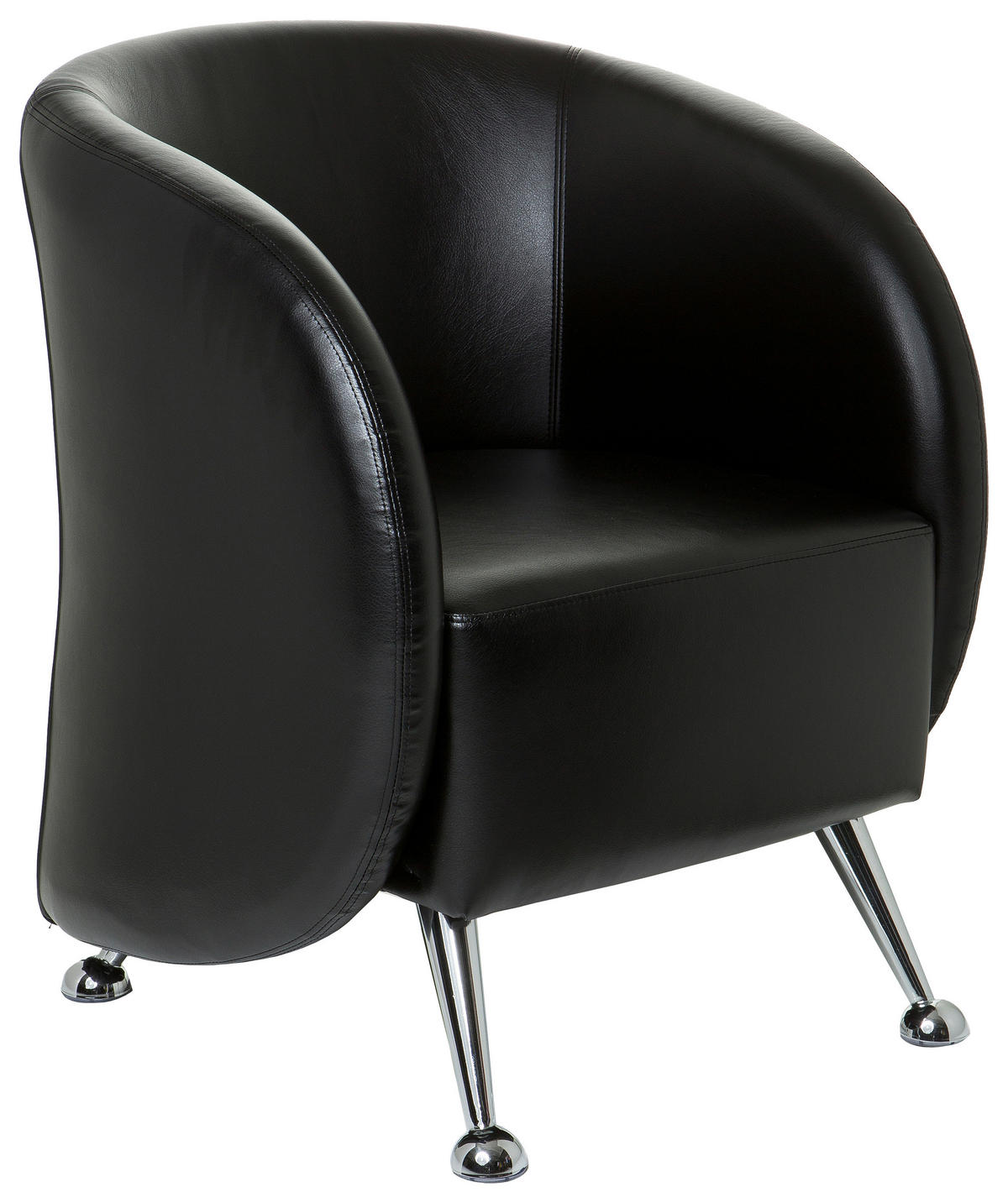 SESSEL Lederlook Schwarz    - Chromfarben/Schwarz, MODERN, Textil/Metall (60/85/50cm) - MID.YOU