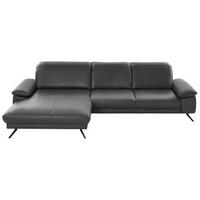 ECKSOFA in Echtleder Anthrazit  - Anthrazit/Schwarz, Design, Leder/Metall (193/328cm) - Dieter Knoll