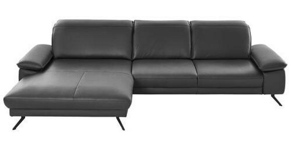 ECKSOFA in Echtleder Anthrazit  - Anthrazit/Schwarz, Design, Leder/Metall (193/328cm) - Dieter Knoll