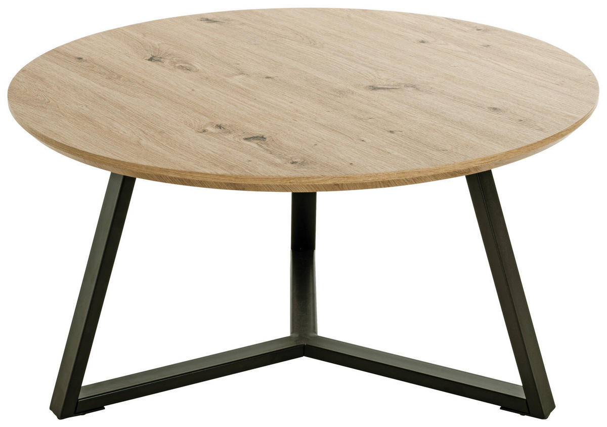 COUCHTISCH in Metall, Holzwerkstoff 80/80/41 cm  - Eichefarben/Schwarz, Design, Holzwerkstoff/Metall (80/80/41cm)