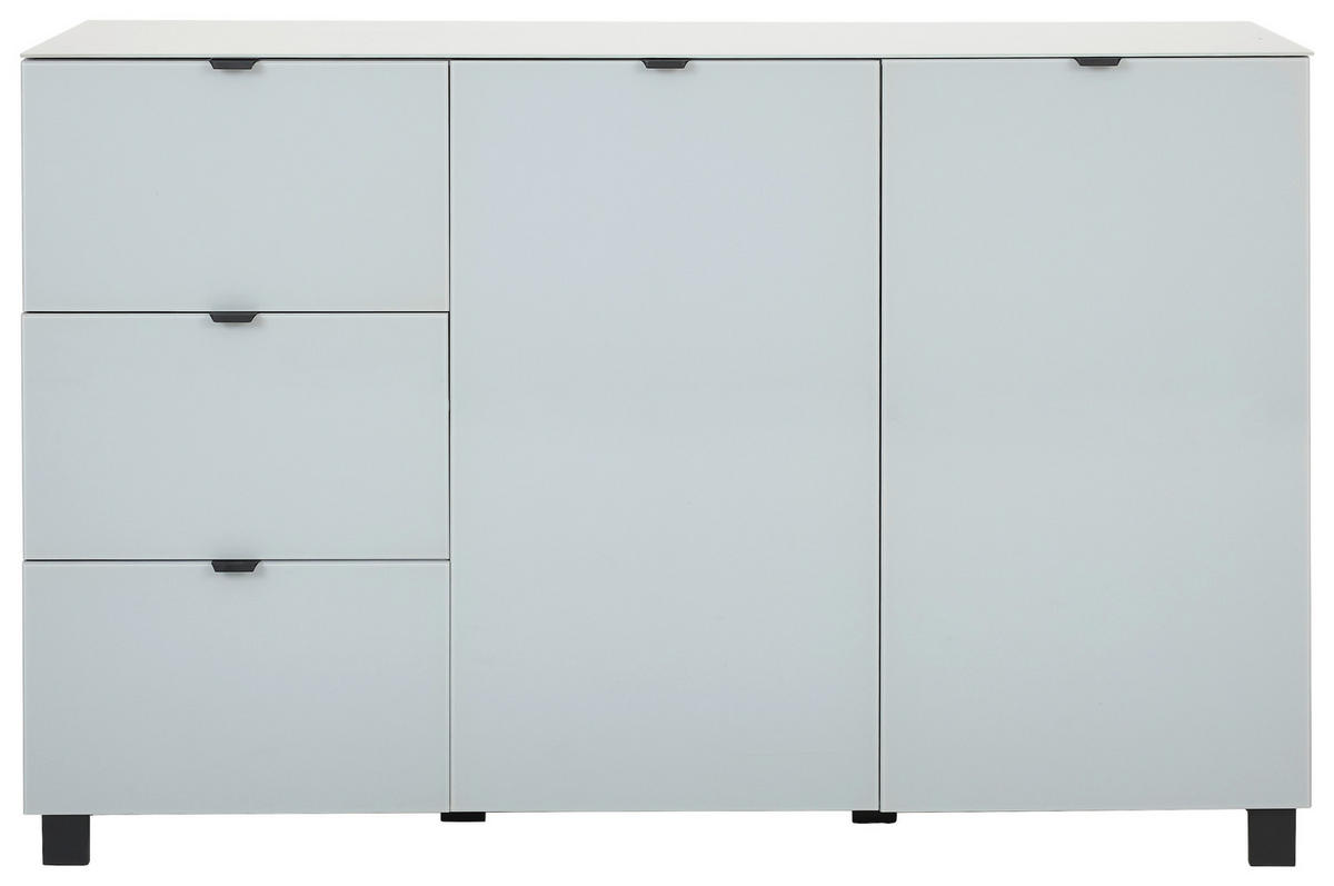 SIDEBOARD Grau, Hellgrau  165/105,1/52,5 cm  - Hellgrau/Schwarz, Design, Glas/Holzwerkstoff (165/105,1/52,5cm) - Hom`in