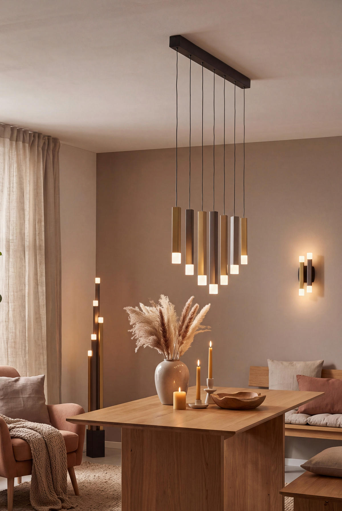 LED-HÄNGELEUCHTE 108/4,5/150 cm  - Goldfarben/Schwarz, Design, Kunststoff/Metall (108/4,5/150cm)
