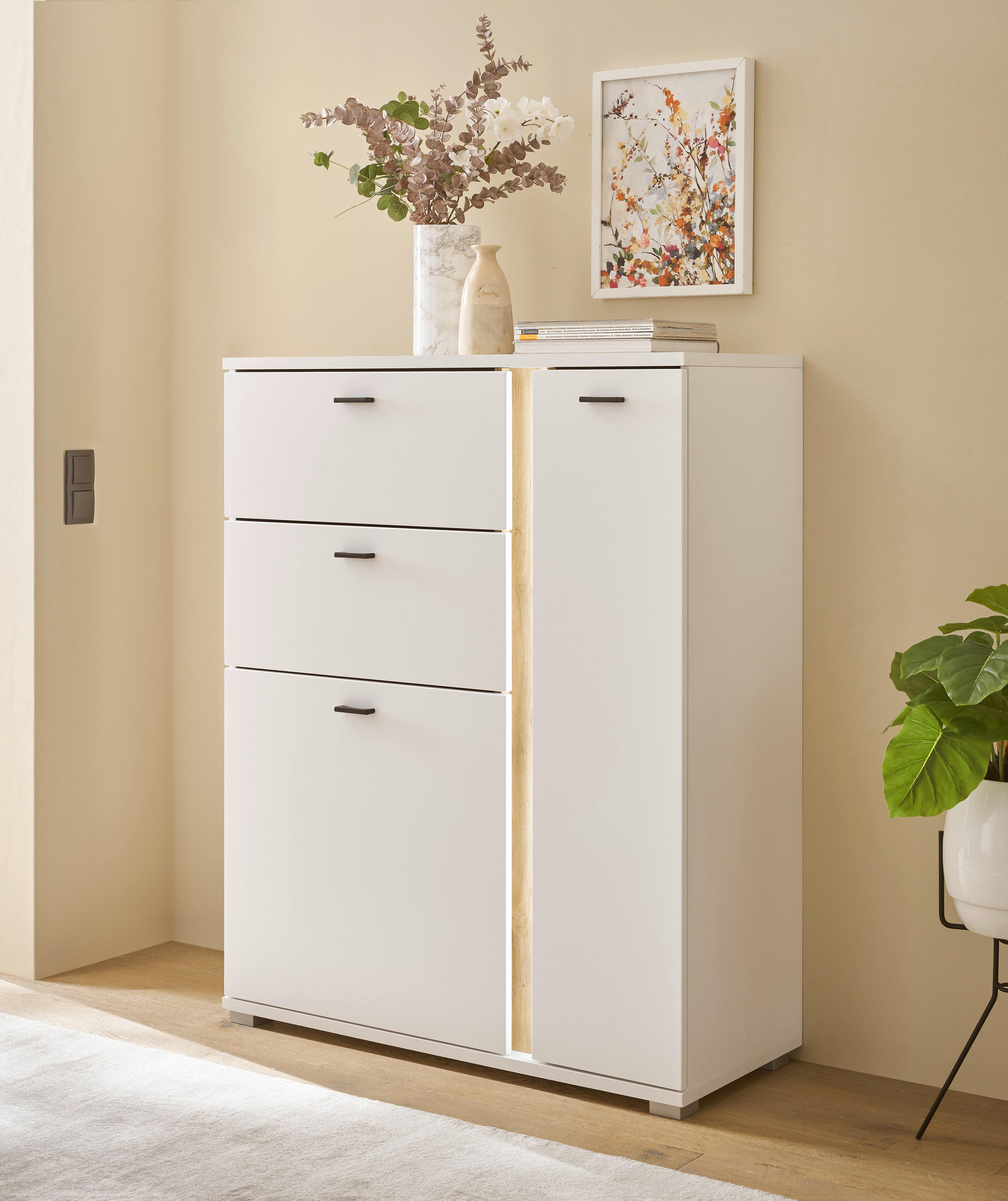 HIGHBOARD  in 100/125/42 cm  - Silberfarben/Eiche Wotan, Design, Holzwerkstoff/Kunststoff (100/125/42cm) - MID.YOU