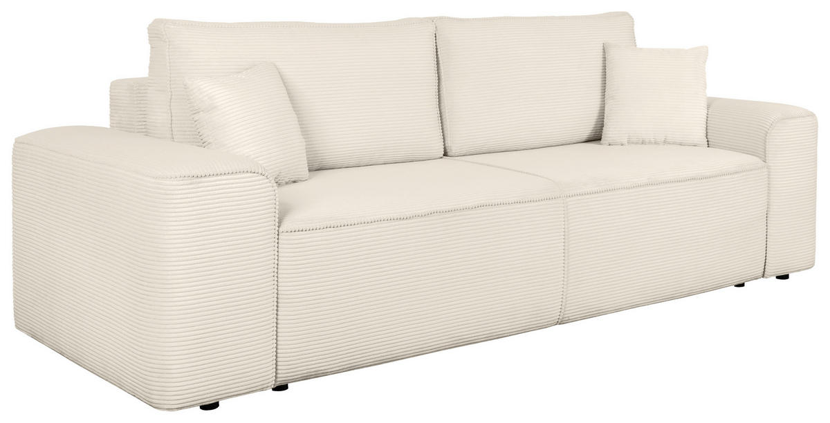 SCHLAFSOFA  mit Rücken echt, Armteil links, Armteil rechts Cord Creme  - Creme/Schwarz, Design, Kunststoff/Textil (261/95/108cm) - Xora