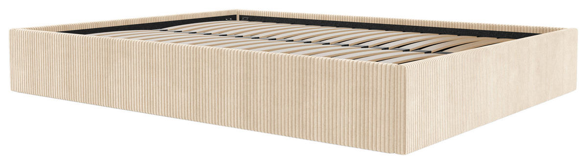 POLSTERBETT Bettkasten, Lattenrost 160/200 cm  in Creme  - Creme/Schwarz, Design, Holz/Textil (160/200cm) - Boxxx