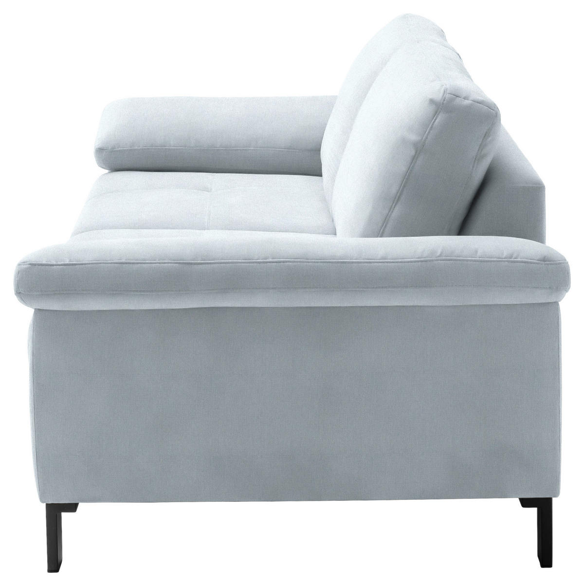 2,5-SITZER in Velours Hellblau  - Schwarz/Hellblau, Design, Textil/Metall (206/86/97cm) - Pure Home Lifestyle