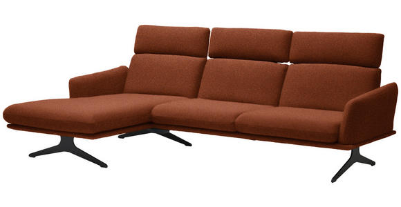 ECKSOFA in Flachgewebe Rostfarben 152/259 cm - Rostfarben/Schwarz, Design, Textil/Metall (152/259cm) - Dieter Knoll