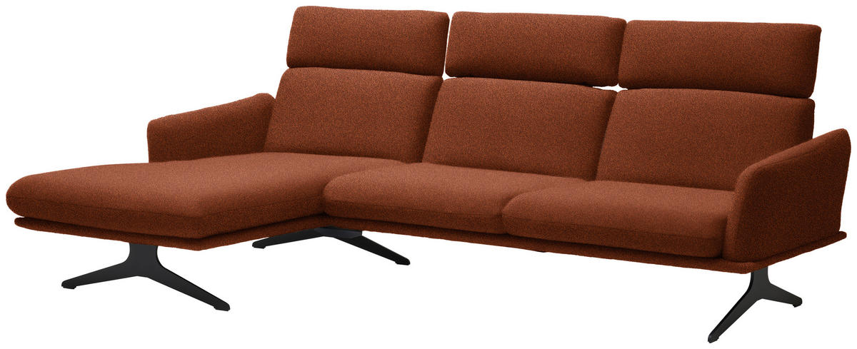 ECKSOFA in Flachgewebe Rostfarben  - Rostfarben/Schwarz, Design, Textil/Metall (152/259cm) - Dieter Knoll
