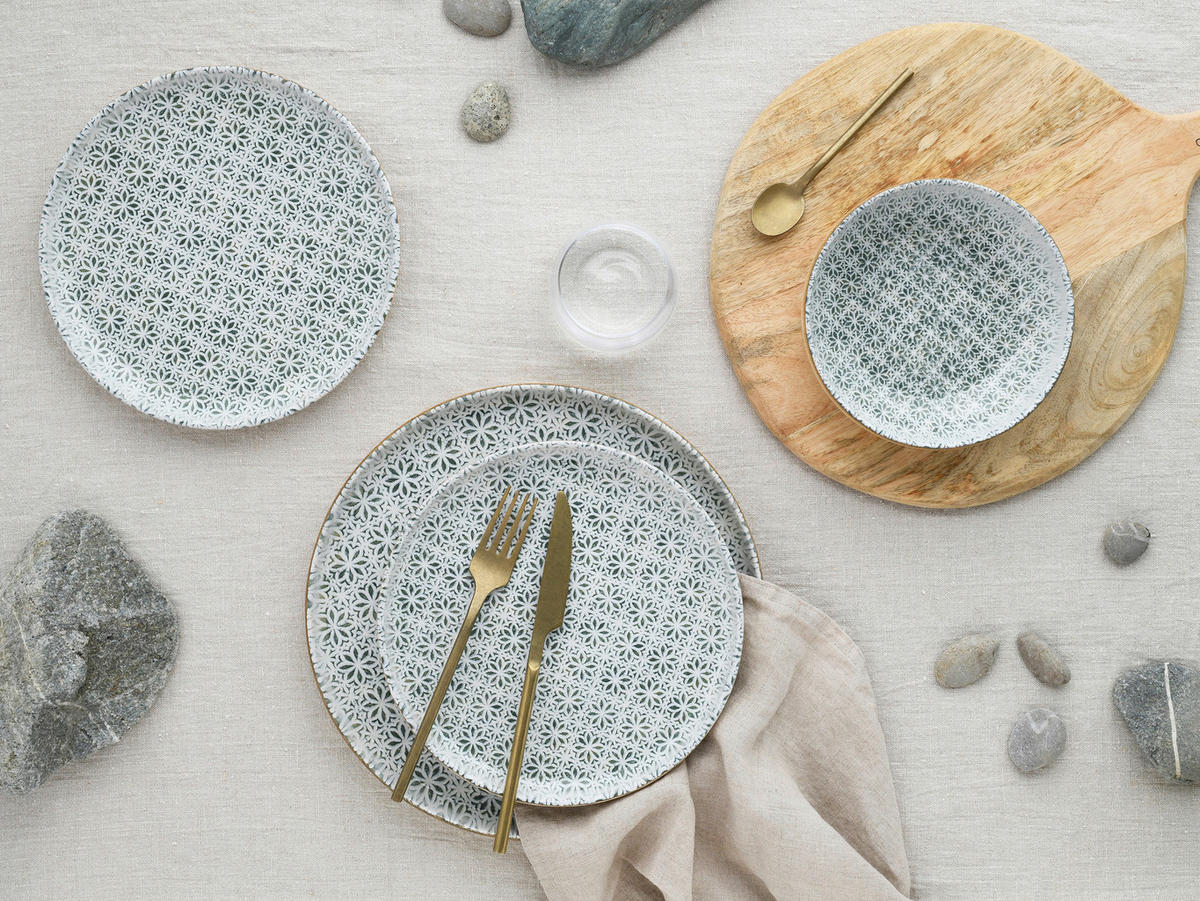 TAFELSERVICE Uno Emiliana 12-teilig  - Creme/Grau, Basics, Keramik - Creatable
